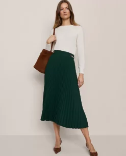 Horsebit Pleated Midi Skirt Pine Grove -Anntaylor Shop 851521 8481 ALT3