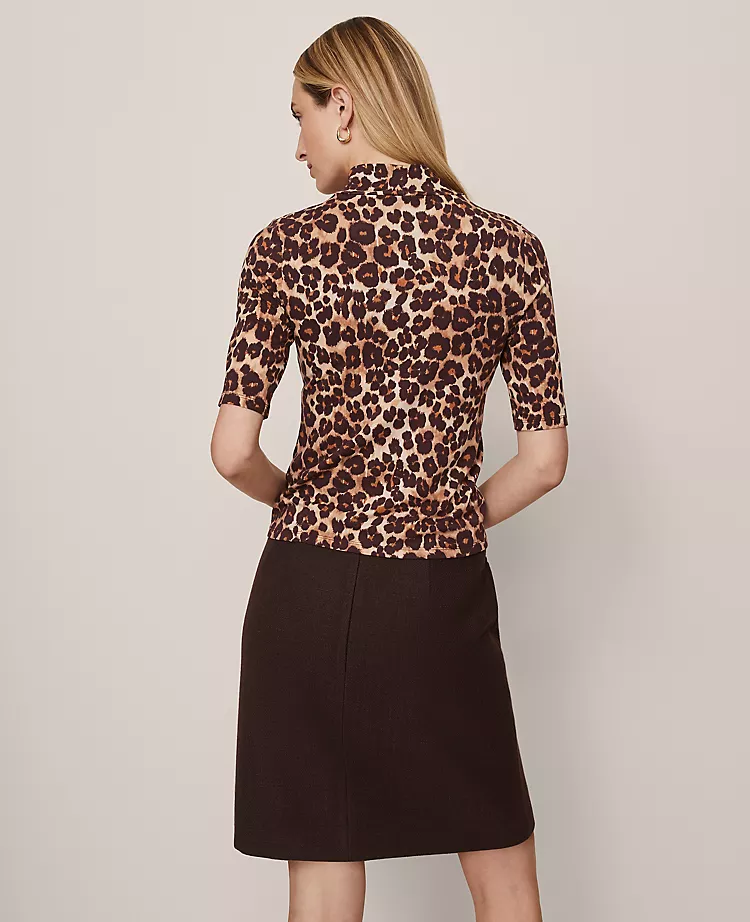 Petite Animal Print Mock Neck Top Pale Sandalwood 4 Petite Animal Print Mock Neck Top Pale Sandalwood - Image 2