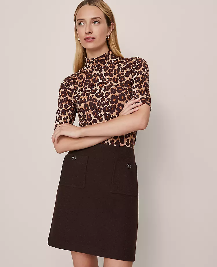 Petite Animal Print Mock Neck Top Pale Sandalwood 5 Petite Animal Print Mock Neck Top Pale Sandalwood - Image 3