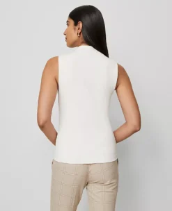 Sleeveless V-Neck Top Winter White -Anntaylor Shop 851538 9192 ALT1
