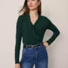 Shawl Collar Wrap Top Pine Grove -Anntaylor Shop 851549 8481