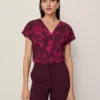 Floral Mixed Media Pleat Front Top Poised Plum 2 Floral Mixed Media Pleat Front Top Poised Plum -Anntaylor Shop 851578 525749
