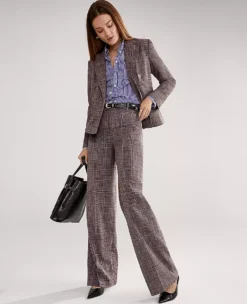 The Petite Wide-Leg Pant In Plaid Black/Brown Multi