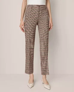 The Petite Eva Ankle Pant In Houndstooth โ Curvy Fit Stallion Brown