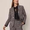 The Notched One Button Blazer In Plaid Black/Brown Multi -Anntaylor Shop 851621 019339