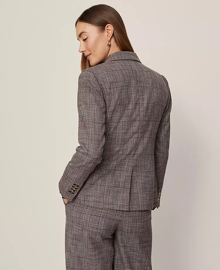 The Notched One Button Blazer In Plaid Black/Brown Multi 4 The Notched One Button Blazer In Plaid Black/Brown Multi - Image 2