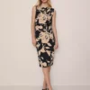 Petite Floral Twist Neck Midi Sheath Dress Cafe Au Lait 2 Petite Floral Twist Neck Midi Sheath Dress Cafe Au Lait -Anntaylor Shop 851654 526244