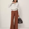 Petite Weekend Collection Easy Wide-Leg Pant In Faux Suede Rich Bronze -Anntaylor Shop 851656 9277