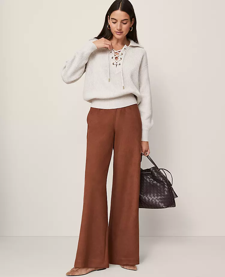 Petite Weekend Collection Easy Wide-Leg Pant In Faux Suede Rich Bronze 3 Petite Weekend Collection Easy Wide-Leg Pant In Faux Suede Rich Bronze
