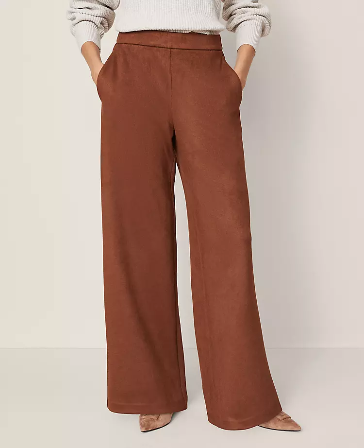 Petite Weekend Collection Easy Wide-Leg Pant In Faux Suede Rich Bronze 4 Petite Weekend Collection Easy Wide-Leg Pant In Faux Suede Rich Bronze - Image 2