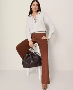 Petite Weekend Collection Easy Wide-Leg Pant In Faux Suede Rich Bronze 10 Petite Weekend Collection Easy Wide-Leg Pant In Faux Suede Rich Bronze -Anntaylor Shop 851656 9277 ALT3