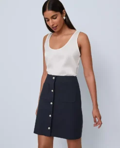 Petite Pocket Skirt In Ponte Carbon Navy