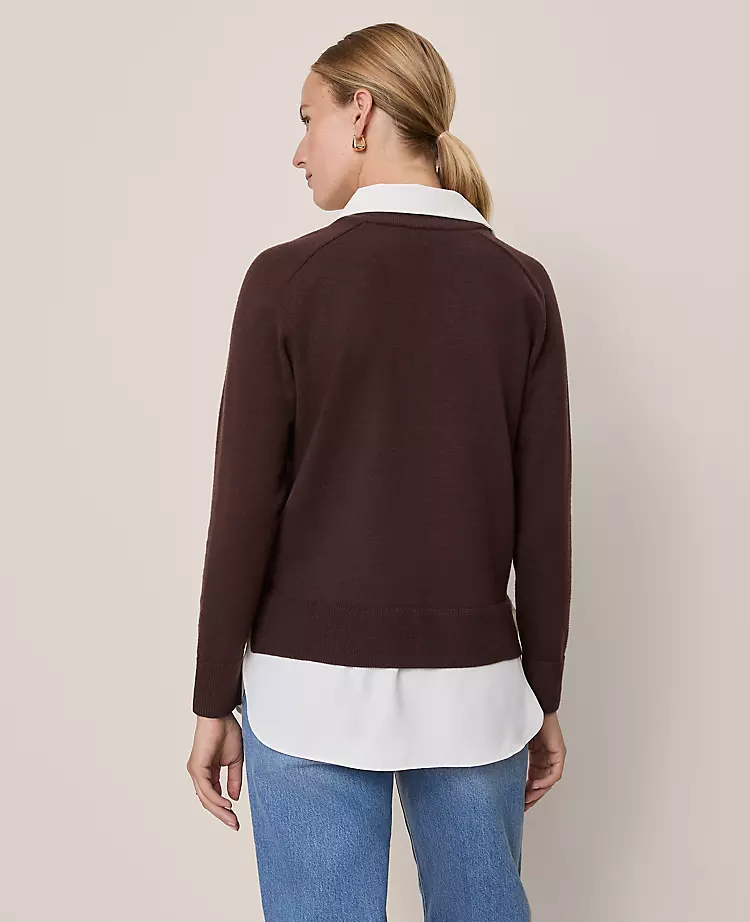 Petite Layered Mix Media Sweater Pure Chocolate 4 Petite Layered Mix Media Sweater Pure Chocolate - Image 2