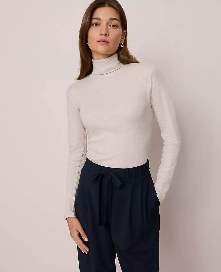 Petite Weekend Collection Turtleneck Top Pale Sand Heather 3 Petite Weekend Collection Turtleneck Top Pale Sand Heather