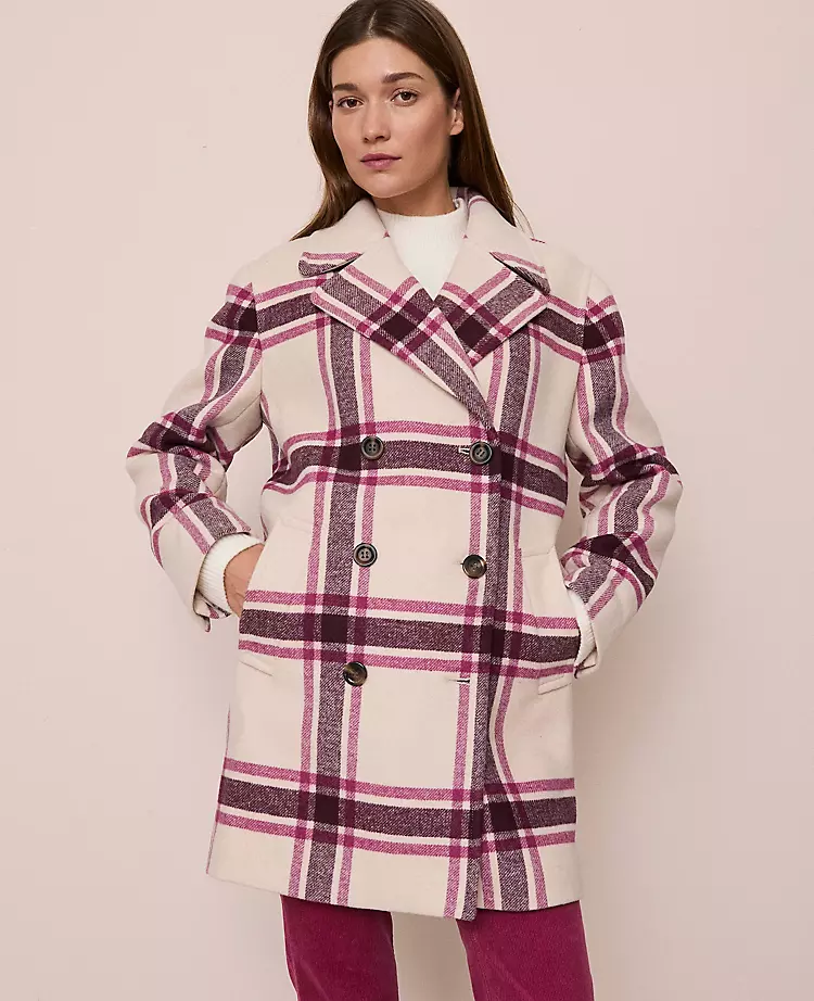 Petite Weekend Collection Plaid Cocoon Coat Seedpearl 4 Petite Weekend Collection Plaid Cocoon Coat Seedpearl - Image 2