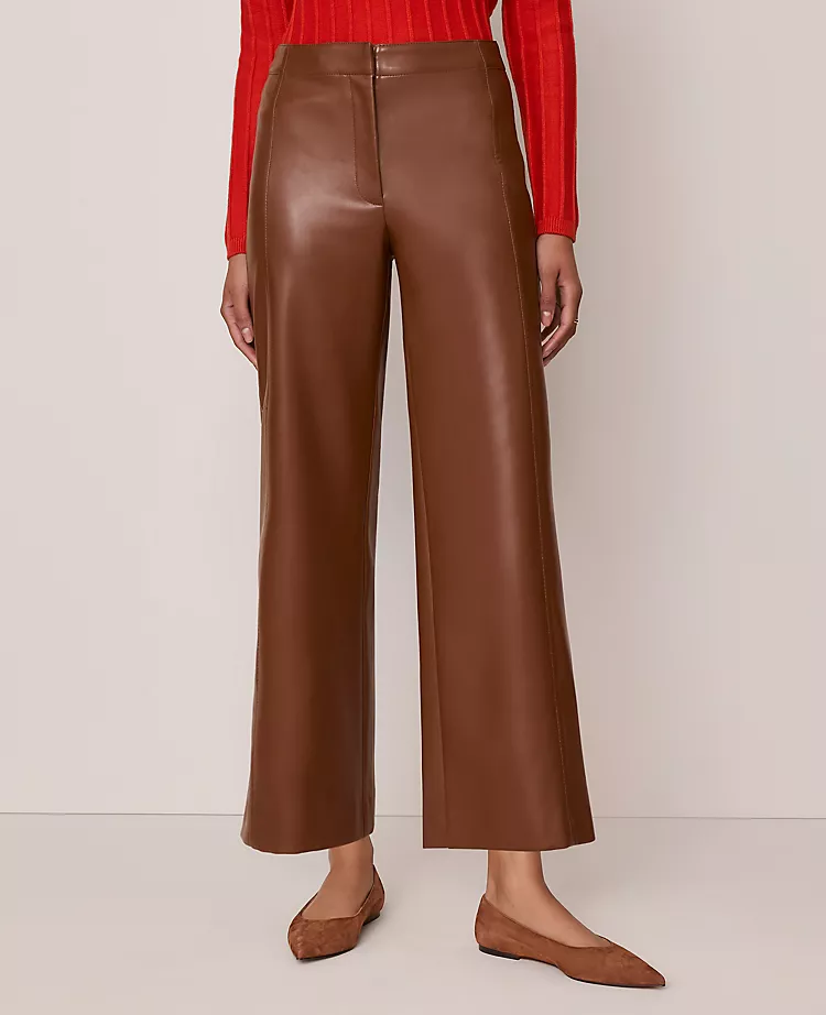 The Petite Grace Straight Pant In Faux Leather Midnight Mahogany 4 The Petite Grace Straight Pant In Faux Leather Midnight Mahogany - Image 2