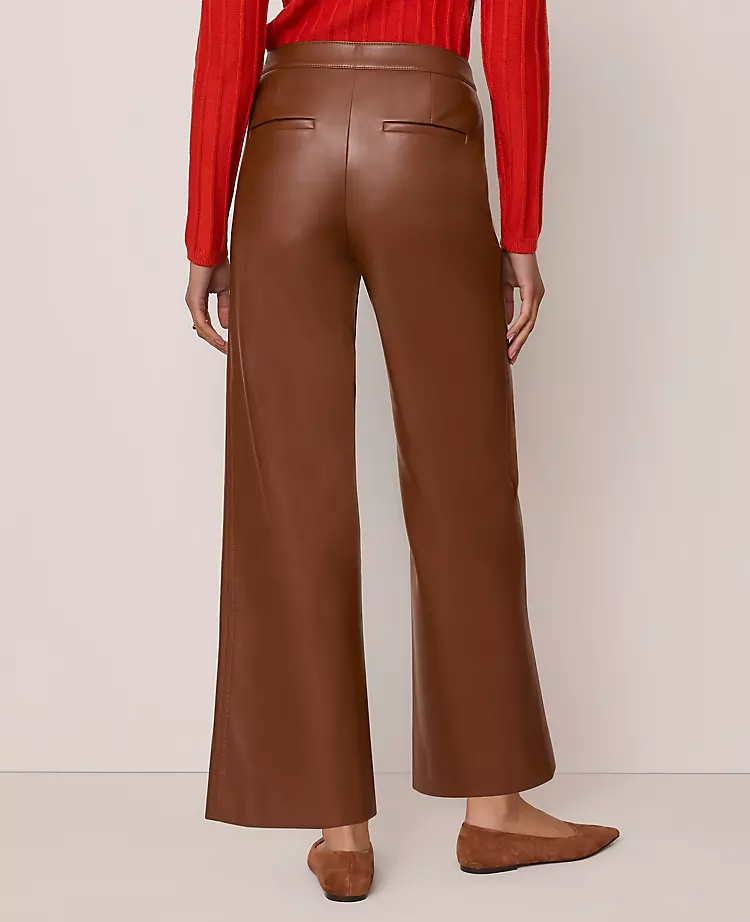 The Petite Grace Straight Pant In Faux Leather Midnight Mahogany 5 The Petite Grace Straight Pant In Faux Leather Midnight Mahogany - Image 3