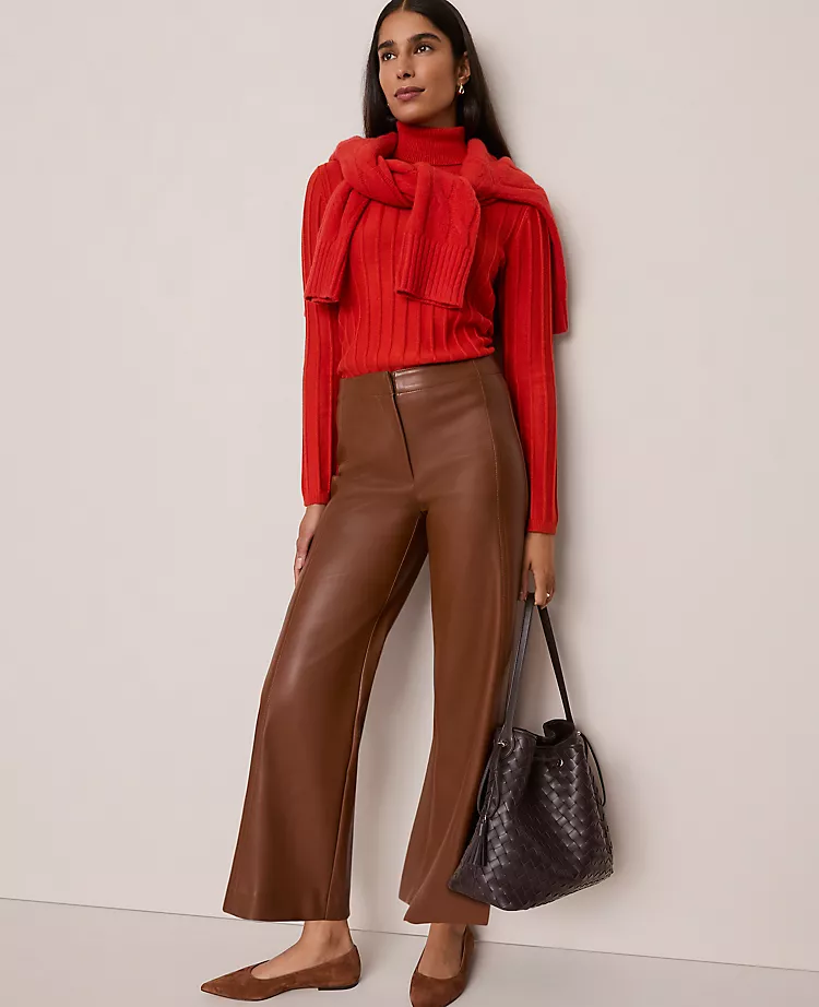 The Petite Grace Straight Pant In Faux Leather Midnight Mahogany 6 The Petite Grace Straight Pant In Faux Leather Midnight Mahogany - Image 4