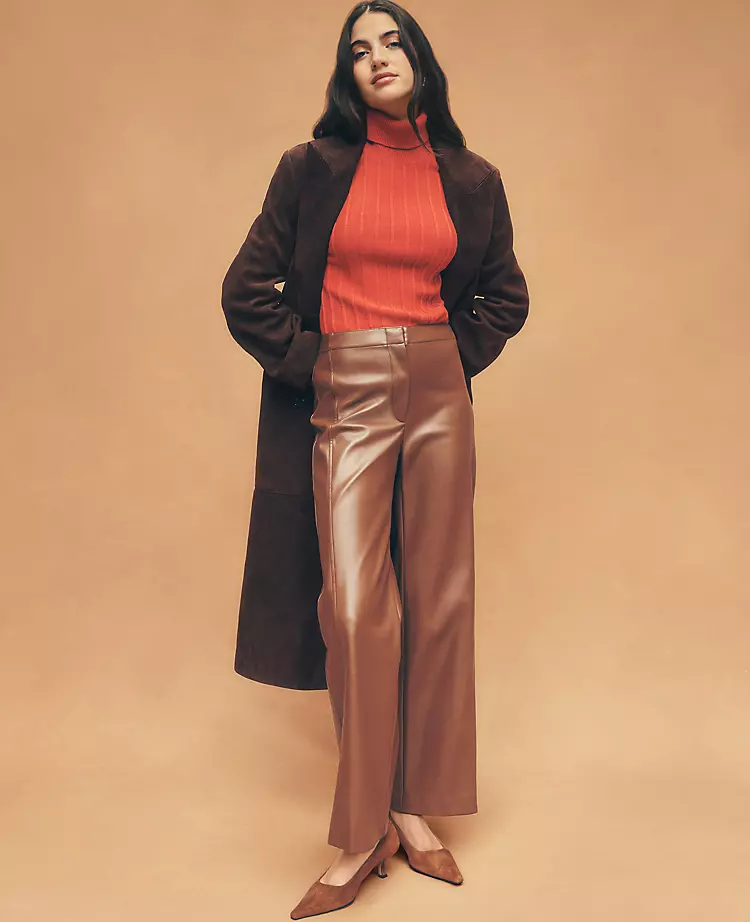 The Petite Grace Straight Pant In Faux Leather Midnight Mahogany 7 The Petite Grace Straight Pant In Faux Leather Midnight Mahogany - Image 5