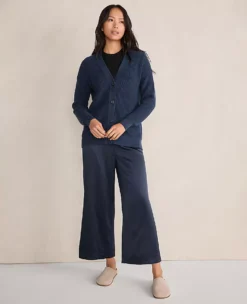 Haven Well Within Organic Cotton Shaker Stitch Cardigan Twilight Navy 5 Haven Well Within Organic Cotton Shaker Stitch Cardigan Twilight Navy -Anntaylor Shop 852182 019825 ALT1