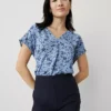 Petite Floral Mixed Media Top Colony Blue -Anntaylor Shop 852297 520183