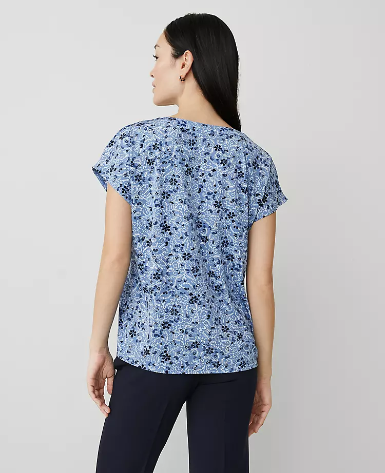 Petite Floral Mixed Media Top Colony Blue 4 Petite Floral Mixed Media Top Colony Blue - Image 2