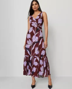 Floral Twist Maxi Dress B Windsor Wine -Anntaylor Shop 852327 522831