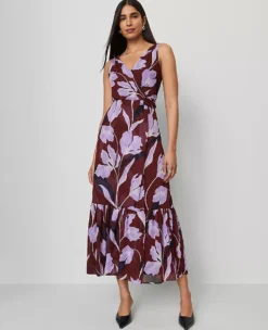 Floral Twist Maxi Dress B Windsor Wine -Anntaylor Shop 852327 522831 ALT3