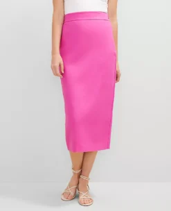 The Petite Linen Blend Clean Midi Skirt Rose Violet -Anntaylor Shop 852381 8021 ALT1