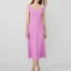 The Petite Seamed Flare Dress In Fluid Crepe Orchid Glow -Anntaylor Shop 852443 9429