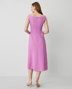 The Petite Seamed Flare Dress In Fluid Crepe Orchid Glow -Anntaylor Shop 852443 9429 ALT1