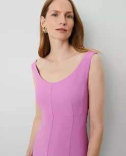 The Petite Seamed Flare Dress In Fluid Crepe Orchid Glow -Anntaylor Shop 852443 9429 ALT2