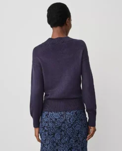 Petite Button Envelope Neck Sweater Night Sky -Anntaylor Shop 852474 1362 ALT1