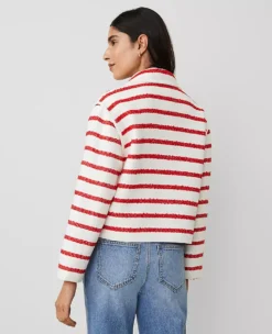 Petite Tweed Oversized Double Breasted Jacket Bright Cherry -Anntaylor Shop 852485 517585 ALT1