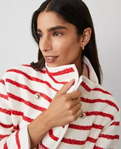 Petite Tweed Oversized Double Breasted Jacket Bright Cherry -Anntaylor Shop 852485 517585 ALT2