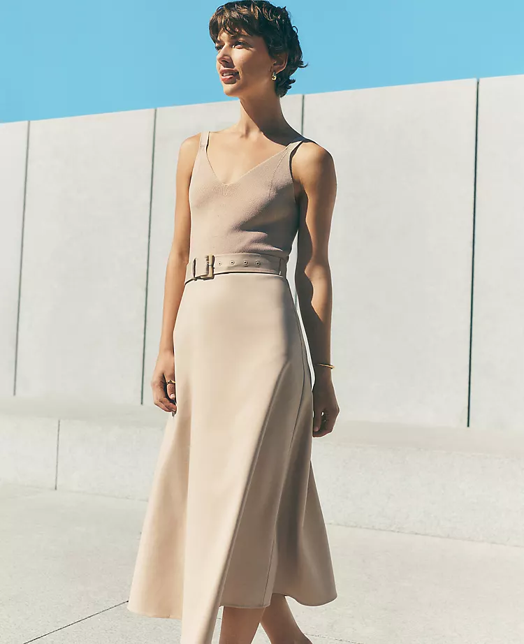 Petite Mixed Media Sweater Dress Toasted Oat 3 Petite Mixed Media Sweater Dress Toasted Oat