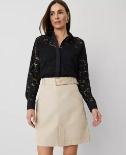 Petite Belted Utility Skirt Toasted Oat -Anntaylor Shop 852522 7879 ALT1