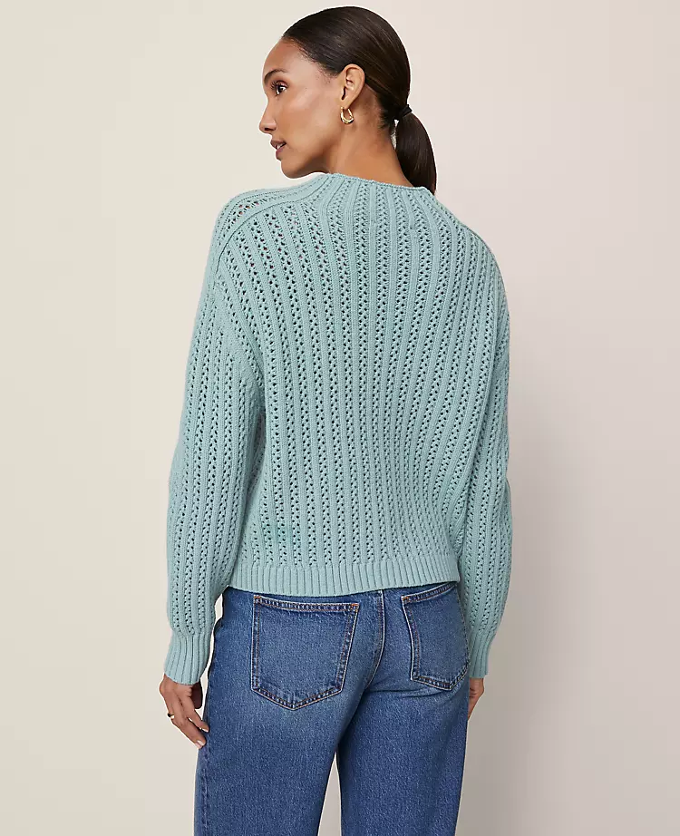 Pointelle Mock Neck Sweater Lakeside View 5 Pointelle Mock Neck Sweater Lakeside View - Image 3