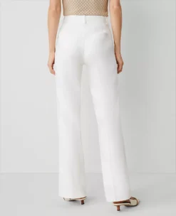 The Petite Trouser Pant In Linen Blend - Curvy Fit White -Anntaylor Shop 852559 9000 ALT1