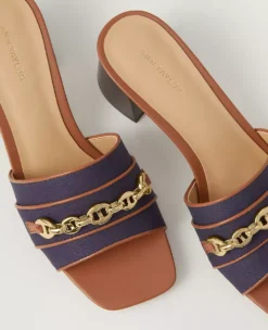 Chain Flare Block Heel Sandals Night Sky -Anntaylor Shop 852572 1362 ALT1