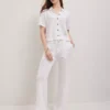 Petite Weekend Collection Mesh Sweater Pant White -Anntaylor Shop 852609 9000