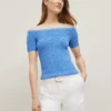 Petite Textured Off-The-Shoulder Sweater Maritime Blue -Anntaylor Shop 852618 1576