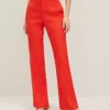 The Petite Trouser In Linen Blend - Curvy Fit Fiery Red