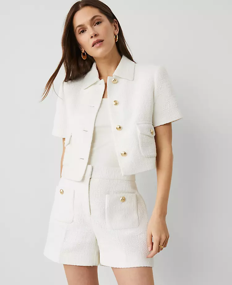 Petite Tailored Tweed Jacket White 3 Petite Tailored Tweed Jacket White