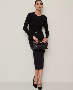 Ribbed V-Neck Cardigan Black 9 Ribbed V-Neck Cardigan Black -Anntaylor Shop 852746 2222 ALT3