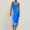 Petite Satin Midi Wrap Skirt B Power Blue -Anntaylor Shop 852762 520466