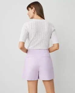 The Petite Pleated Short In Sateen Pale Lilac -Anntaylor Shop 852790 3524 ALT2
