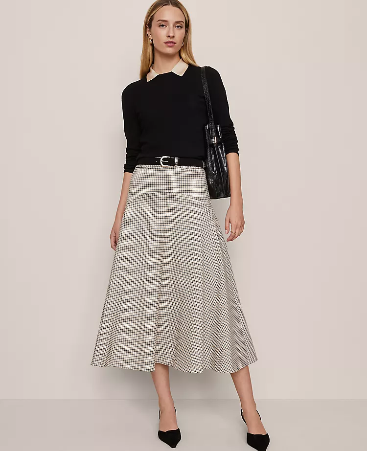 Houndstooth Full Skirt Cafe Au Lait 4 Houndstooth Full Skirt Cafe Au Lait - Image 2