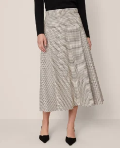 Houndstooth Full Skirt Cafe Au Lait 8 Houndstooth Full Skirt Cafe Au Lait -Anntaylor Shop 852816 522581 ALT1