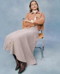 Houndstooth Full Skirt Cafe Au Lait